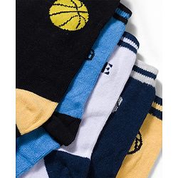 Pine Kids Knit Ankle Length Socks with Sports Theme Design Pack of 3 - (Colour May Vary)