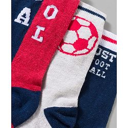 Pine Kids Cotton Knit Ankle Length Socks With Sports Theme Design Pack Of 3 ( Colour May Vary )