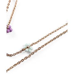 Pine Kids Metal Necklace For Kids With Beads & Floral Charm - Multicolor