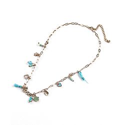 Pine Kids Metal Kids Necklace With Love Charm & Beads - Sky Blue