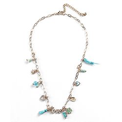 Pine Kids Metal Kids Necklace With Love Charm & Beads - Sky Blue