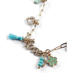 Pine Kids Metal Kids Necklace With Love Charm & Beads - Sky Blue
