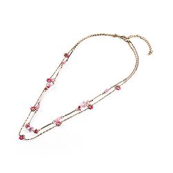 Pine Kids Metal Necklace For Kids With Beads & Charms - Pink