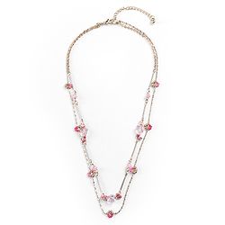Pine Kids Metal Necklace For Kids With Beads & Charms - Pink