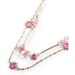 Pine Kids Metal Necklace For Kids With Beads & Charms - Pink