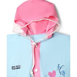 Pine Kids Full Sleeves Raincoat with Text Print - Blue