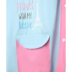 Pine Kids Full Sleeves Raincoat with Text Print - Blue