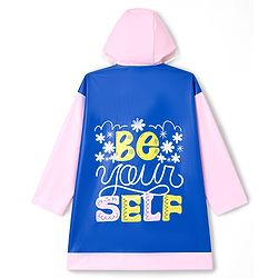 Pine Kids Full Sleeves Raincoat with Text Print - Royal Blue