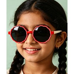 Pine Kids Solid Colour Round Sunglasses- Red