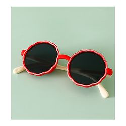 Pine Kids Solid Colour Round Sunglasses- Red