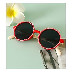Pine Kids Solid Colour Round Sunglasses- Red