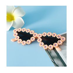 Pine Kids Solid Coloured Sunglasses with Floral Applique  - Light Orange