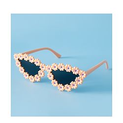 Pine Kids Solid Coloured Sunglasses with Floral Applique  - Light Orange