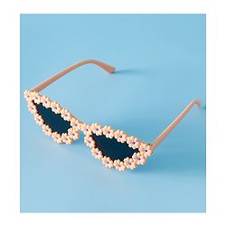 Pine Kids Solid Coloured Sunglasses with Floral Applique  - Light Orange