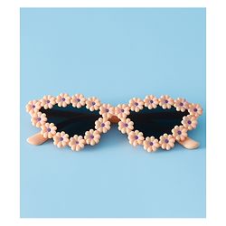 Pine Kids Solid Coloured Sunglasses with Floral Applique  - Light Orange