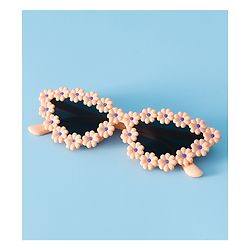 Pine Kids Solid Coloured Sunglasses with Floral Applique  - Light Orange