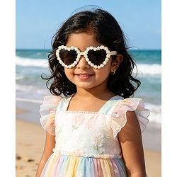 Pine Kids Sunglasses with Floral Design - Beige