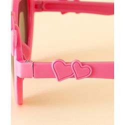 Pine Kids Solid Coloured Heart Shaped Sunglasses with Bow Applique - Pink