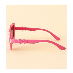 Pine Kids Solid Coloured Heart Shaped Sunglasses with Bow Applique - Pink