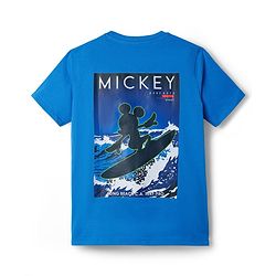 Pine Kids Disney Single Jersey Knit Half Sleeves T-Shirt with Front & Back Mickey Mouse Graphic - Blue