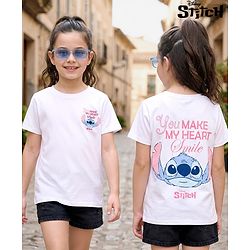 Pine Kids Disney Single Jersey Knit Half Sleeves T-Shirt with Front & Back Stitch Graphic - White