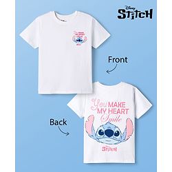 Pine Kids Disney Single Jersey Knit Half Sleeves T-Shirt with Front & Back Stitch Graphic - White