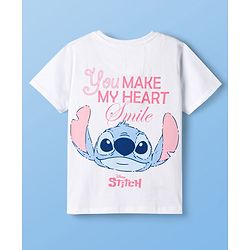 Pine Kids Disney Single Jersey Knit Half Sleeves T-Shirt with Front & Back Stitch Graphic - White