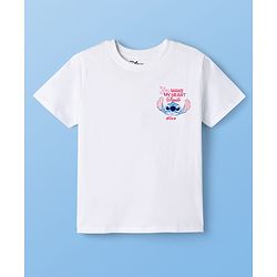 Pine Kids Disney Single Jersey Knit Half Sleeves T-Shirt with Front & Back Stitch Graphic - White