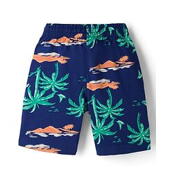 Pine Kids Cotton Knit Half Sleeves T-Shirt & Shorts Night Suit With Tree Print - Green