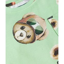 Pine Kids Cotton Knit Half Sleeves Co-ords T-Shirt & Shorts Night Suit with Bear Print - Lime Green
