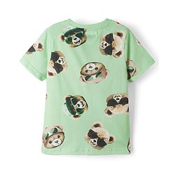 Pine Kids Cotton Knit Half Sleeves Co-ords T-Shirt & Shorts Night Suit with Bear Print - Lime Green