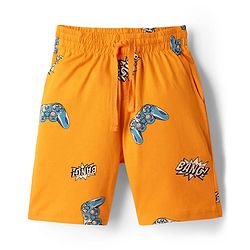 Pine Kids Cotton Knit Half Sleeves T-Shirt & Shorts Night Suit With Gaming Print - Blue