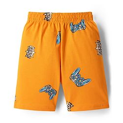 Pine Kids Cotton Knit Half Sleeves T-Shirt & Shorts Night Suit With Gaming Print - Blue