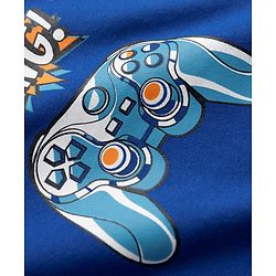 Pine Kids Cotton Knit Half Sleeves T-Shirt & Shorts Night Suit With Gaming Print - Blue