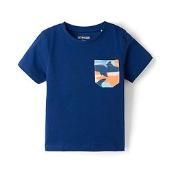 Pine Kids Cotton Knit Half Sleeves T-Shirt & Shorts Night Suit With Shark Print - Navy Blue