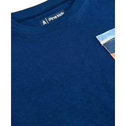 Pine Kids Cotton Knit Half Sleeves T-Shirt & Shorts Night Suit With Shark Print - Navy Blue