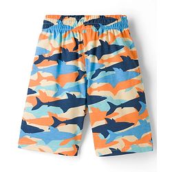 Pine Kids Cotton Knit Half Sleeves T-Shirt & Shorts Night Suit With Shark Print - Navy Blue