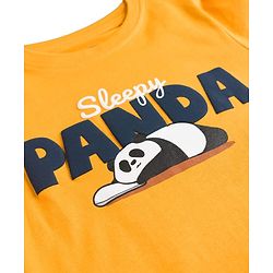 Pine Kids Cotton Knit Half Sleeves T-Shirt & Shorts Night Suit With Panda Print - Yellow