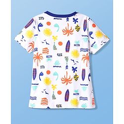 Pine Kids Cotton Knit Half Sleeves Co-Ord T-Shirt & Shorts Printed Night-Suit - White