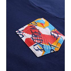 Pine Kids Cotton Knit Half Sleeves Text Printed T-Shirt & Shorts Night Suit - Navy Blue