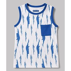 Pine Kids Cotton Knit Sleeveless Tie Dye Tank T-Shirt & Shorts Night Suit - White