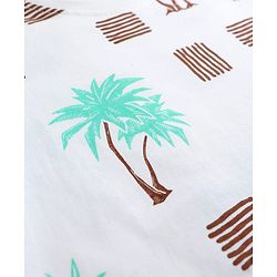 Pine Kids Cotton Knit Half Sleeves Beach Theme Printed Co -ords T-Shirt & Shorts Night Suit - White