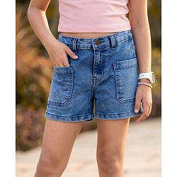 Pine Kids Cotton Woven Knee Length Shorts With Pockets - Navy Blue
