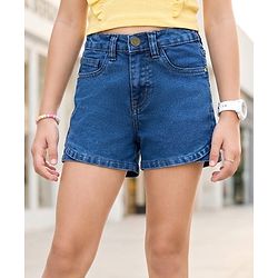 Pine Kids Cotton Woven Solid Knee Length Shorts - Navy Blue