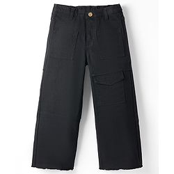 Pine Kids Woven Full Length Solid Flared Jeans - Black