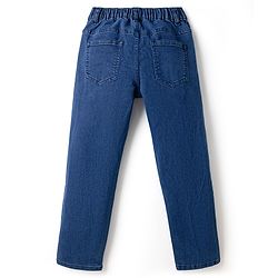 Pine Kids Cotton Mix Ankle Length Denim Jeans with Love Embroidery in Blue