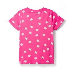 Pine Kids Cotton Knit Half Sleeves Co-Ords T-Shirt & Pyjama Night-Suit With Star Print - Dark Pink