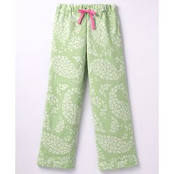 Pine Kids Cotton Knit Half Sleeves Floral Printed Co-Ords Top & Pyjama Night Suit - Light Green
