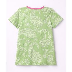 Pine Kids Cotton Knit Half Sleeves Floral Printed Co-Ords Top & Pyjama Night Suit - Light Green
