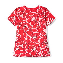 Pine Kids Cotton Knit Half Sleeve Co-Ord T-Shirt & Pyjama Night-Suit With Text & Floral Print - Red